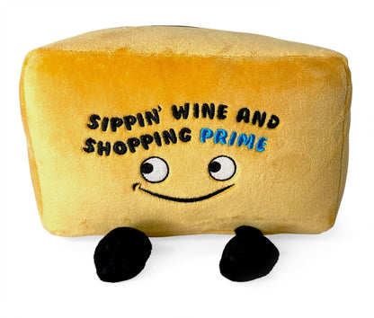"Sippin' Wine Shopping Prime!" Plush Box  Soft Toy Funny