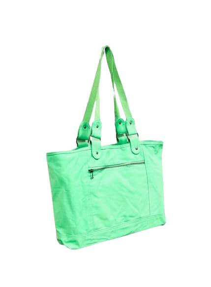 Large Carolina Sewn Cotton Peach Skin Tote Bag - Green