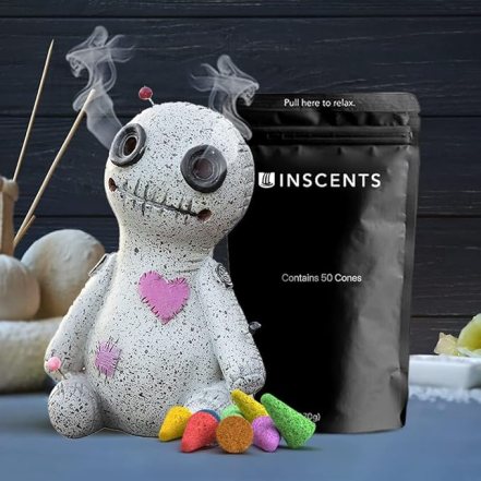 Inscents Voodoo Doll Ceramic Incense Holder w/50 Incense Cones