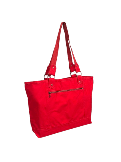 Large Carolina Sewn Cotton Peach Skin Tote Bag - Red